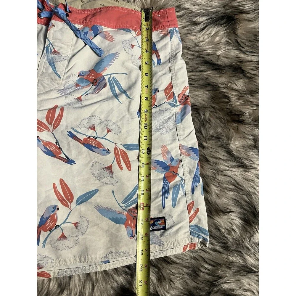 Patagonia Bird Print Wavefarer Boardshort Drawstring Swim Trunks